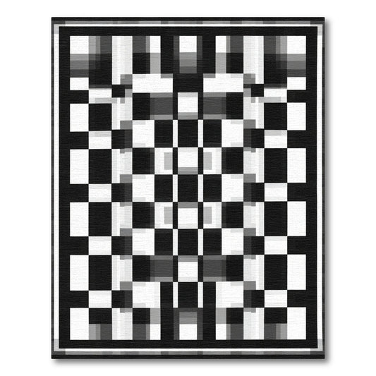 Monochromatic Checkerboard Inlay Rug