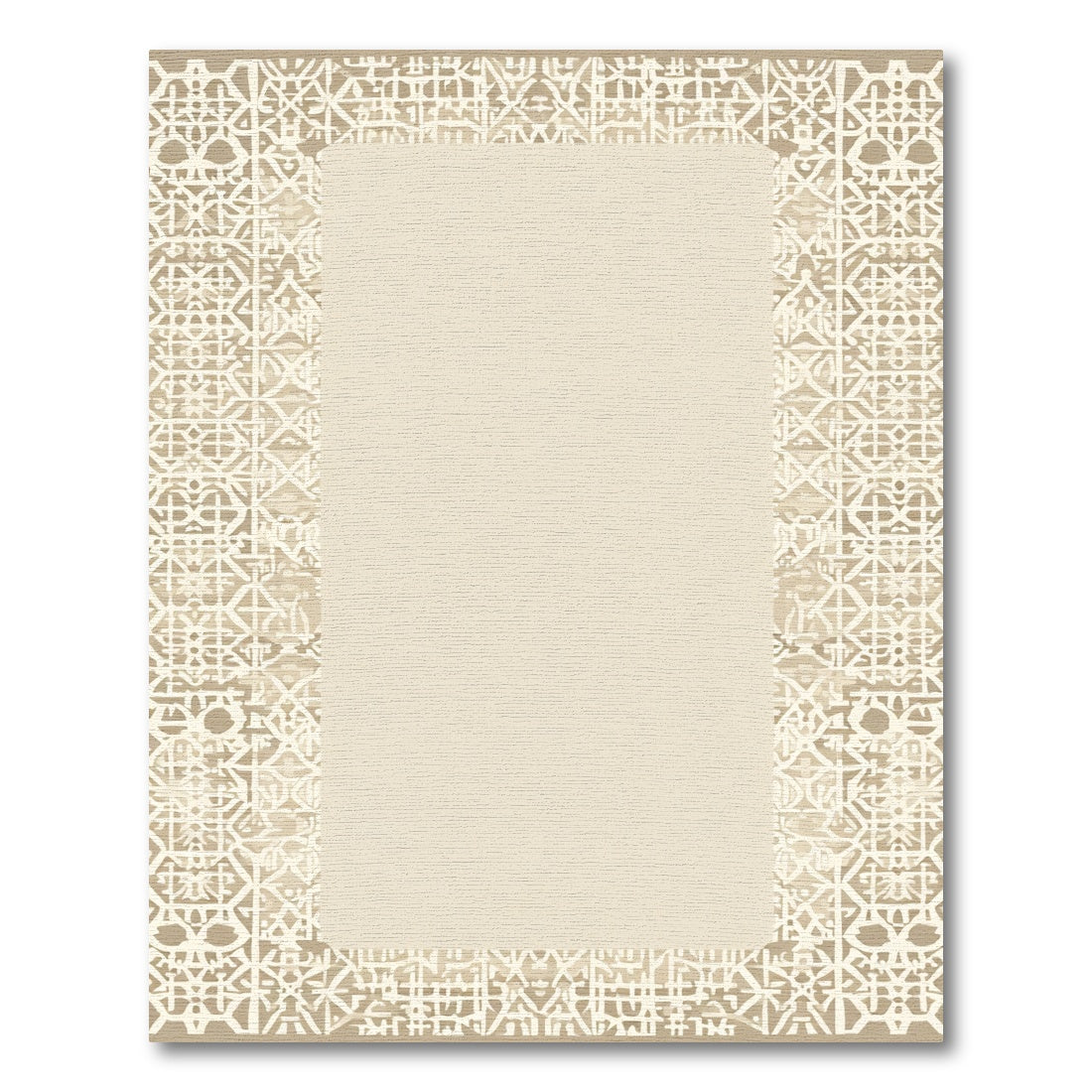 Neutral Beige Geometric Lace Rug