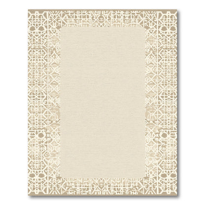 Neutral Beige Geometric Lace Rug