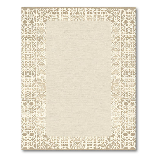Neutral Beige Geometric Lace Rug