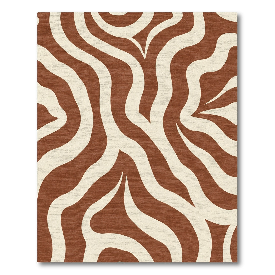 Rustic Brown Cream Abstract Swirl Rug