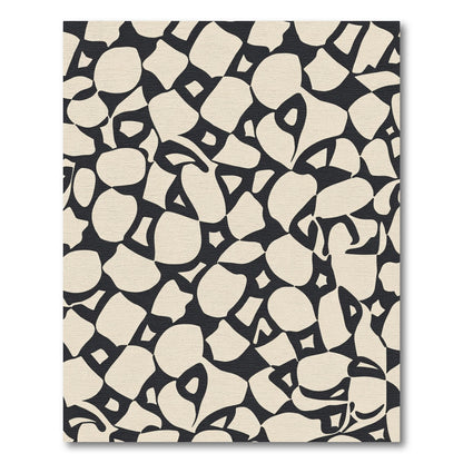 Abstract Cream and Black Organic Shapes Rug