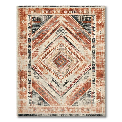 Distressed Red Tribal Area Rug