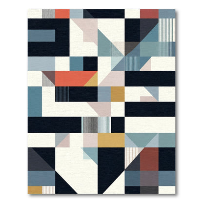 Modern Geometric Abstract Color Block Rug