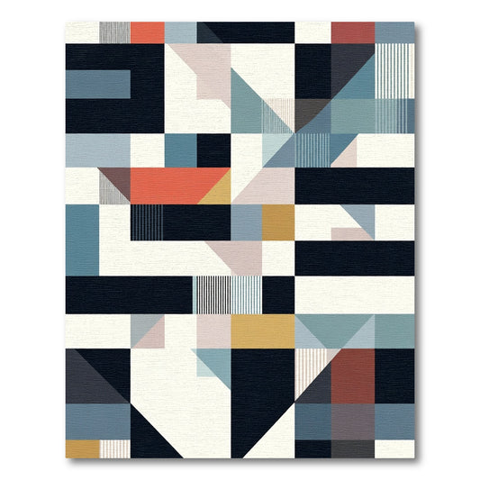 Modern Geometric Abstract Color Block Rug