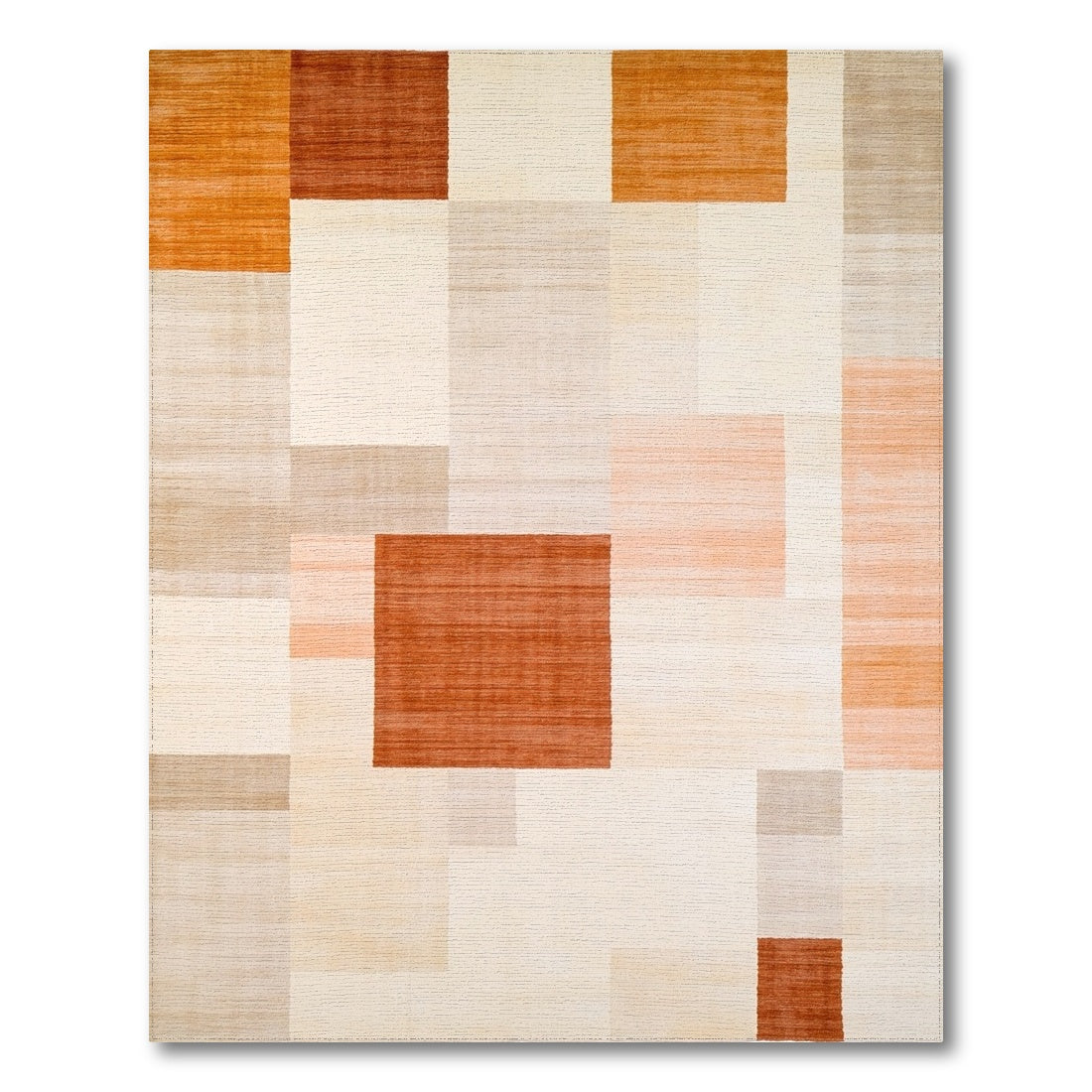 Orange Geometric Orange Block Area Rug
