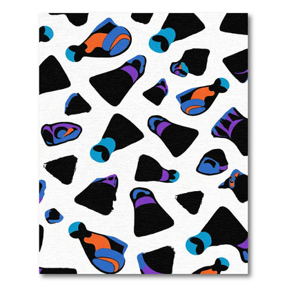 Abstract Amorphous Shapes Cobalt Orange Rug