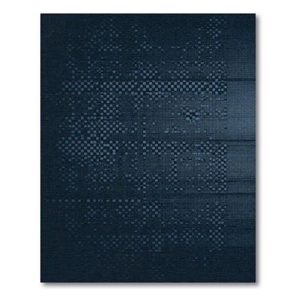 Deep Blue Pixelated Abstract Rug