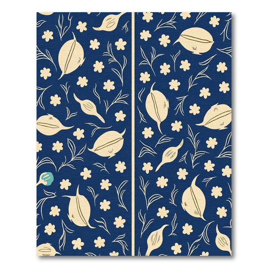 Navy Blue Floral Twig Botanical Rug