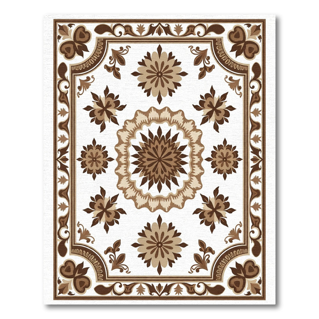 Brown Floral Medallion Arabesque Rug
