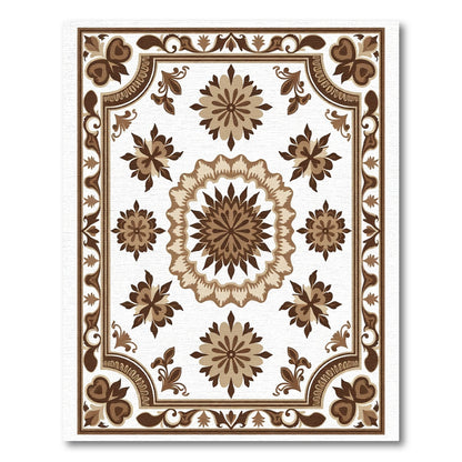 Brown Floral Medallion Arabesque Rug