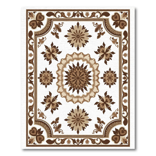 Brown Floral Medallion Arabesque Rug