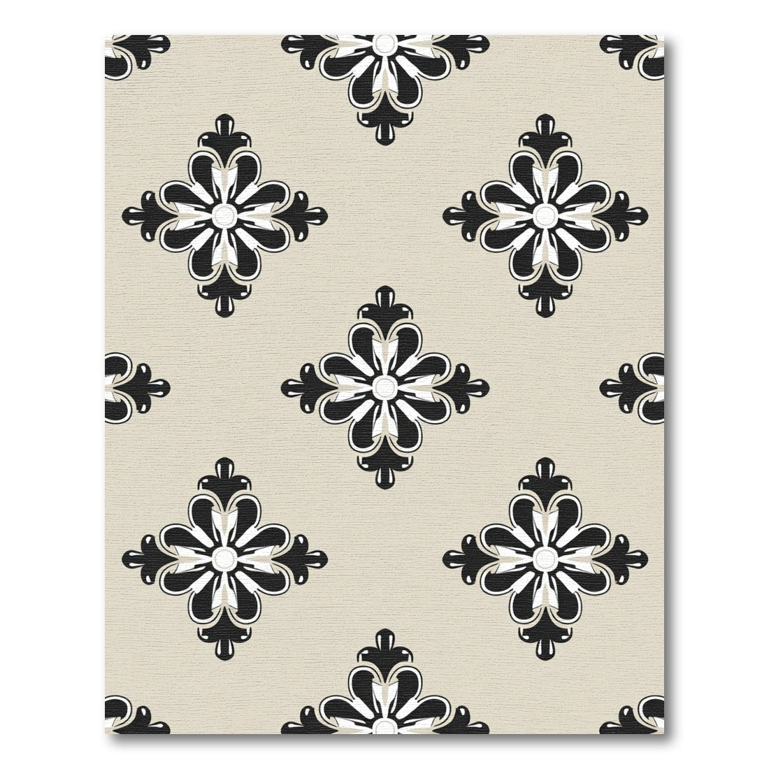 Tan Black White Quatrefoil Accent Rug