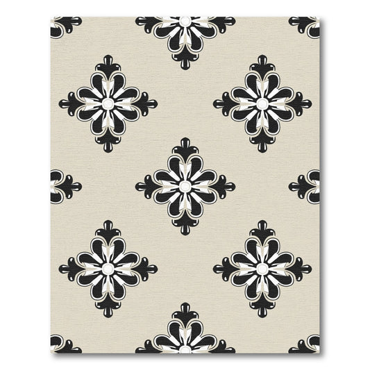 Tan Black White Quatrefoil Accent Rug
