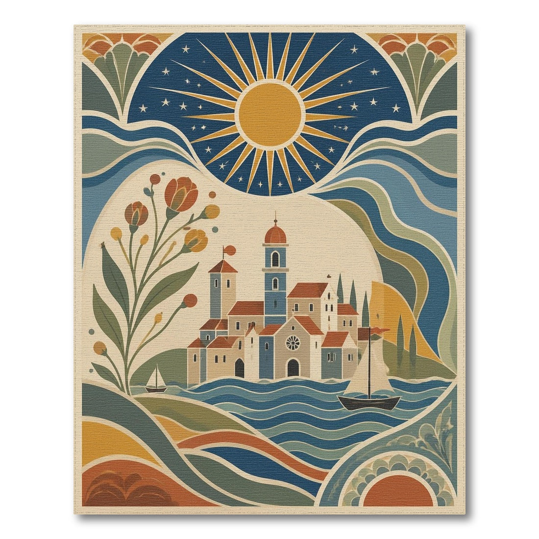 Coastal Village Sunburst Area Rug