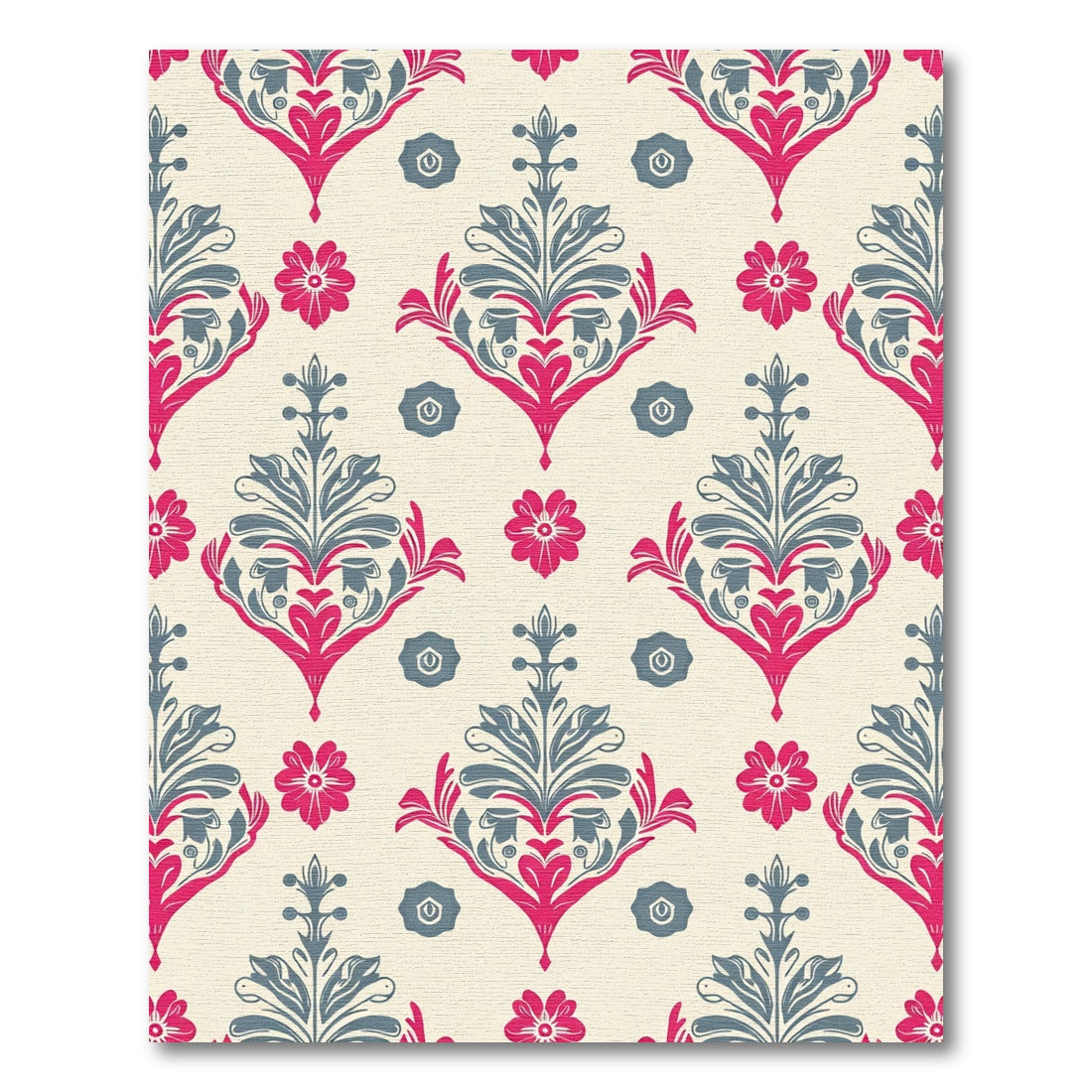 Fuchsia Slate Damask Floral Harmony Rug