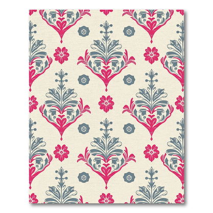 Fuchsia Slate Damask Floral Harmony Rug