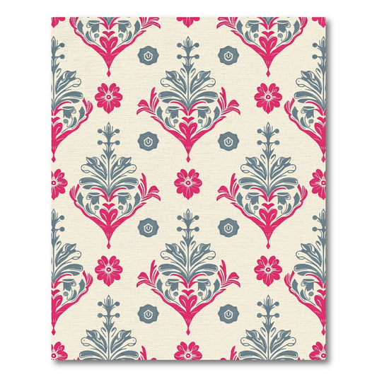 Fuchsia Slate Damask Floral Harmony Rug