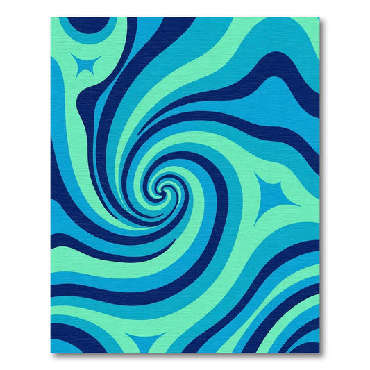 Abstract Aqua Swirl Wave Rug