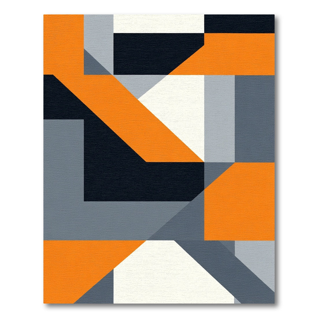 Modern Orange Gray Geometric Blocks Rug