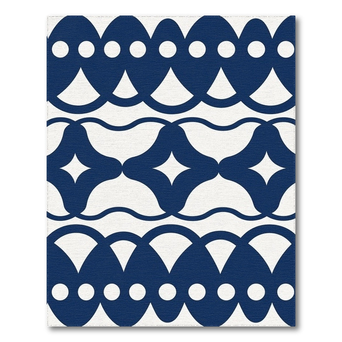 Navy Blue Geometric Scalloped Area Rug