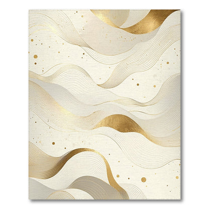 Elegant Gold Wave Abstract Rug