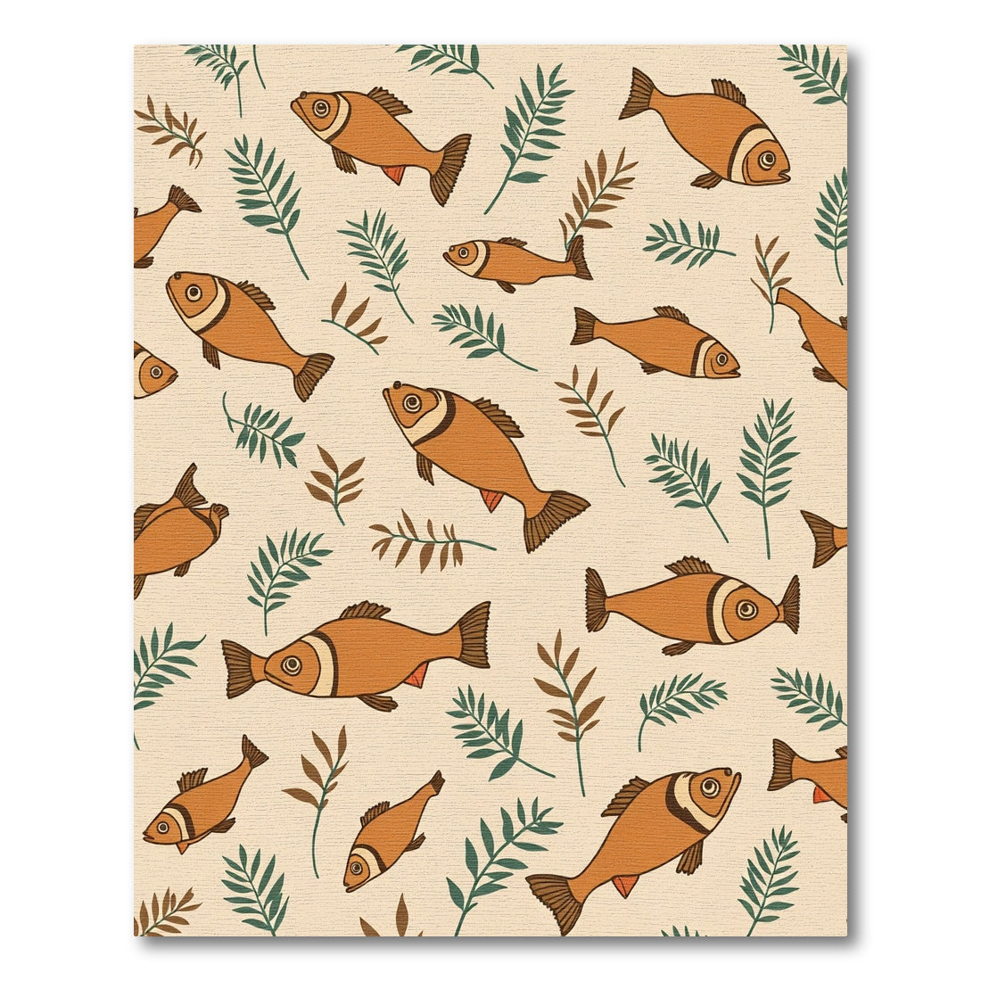 Golden Fish Botanical Pattern Rug