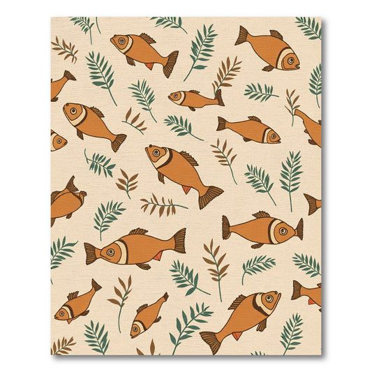 Golden Fish Botanical Pattern Rug