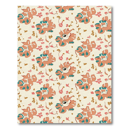 Coral Teal Floral Creatures Whimsical Rug
