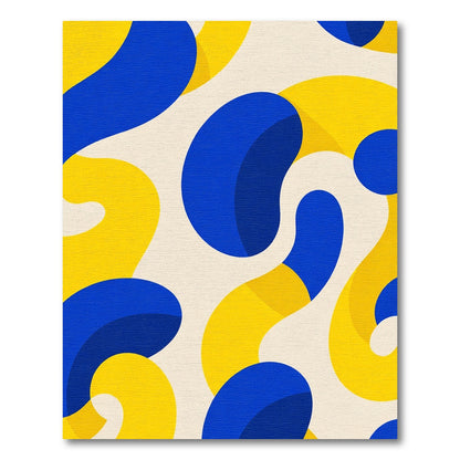 Bold Blue Yellow Organic Waves Rug