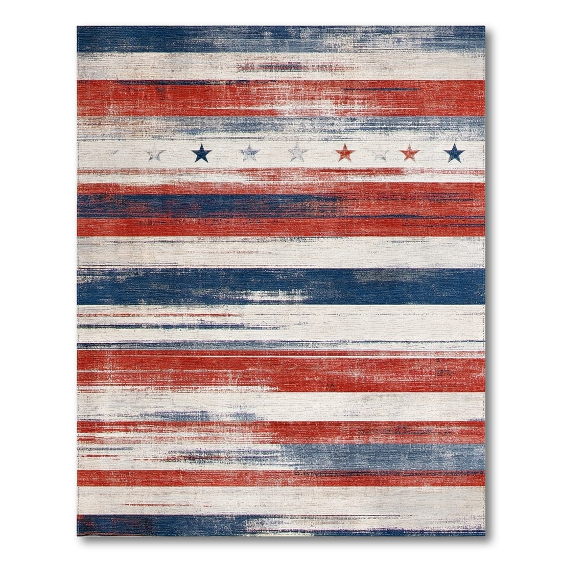 Distressed American Flag Washable Area Rug