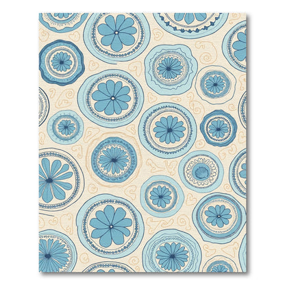 Azure Blue Mandala Scattered Elements Rug