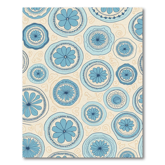 Azure Blue Mandala Scattered Elements Rug
