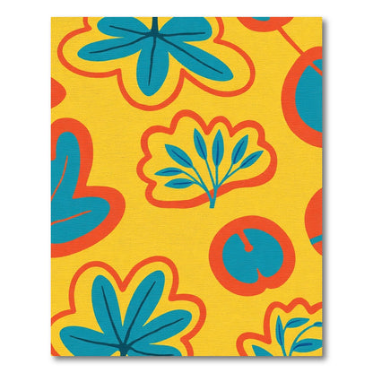 Whimsical Yellow Blue Floral Garden Rug