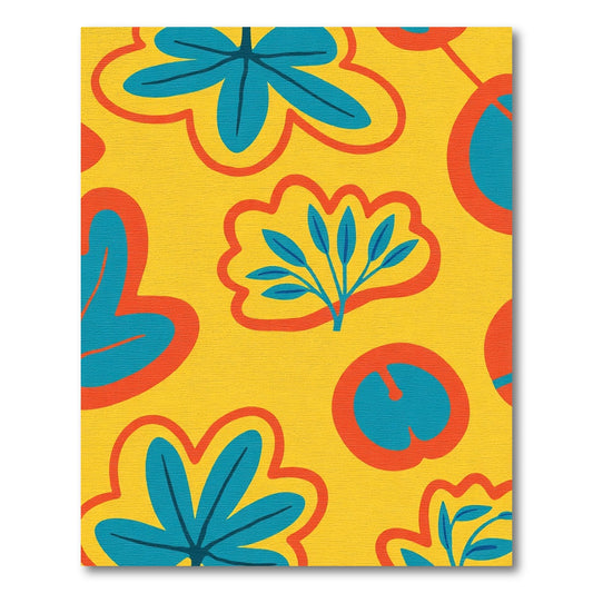 Whimsical Yellow Blue Floral Garden Rug