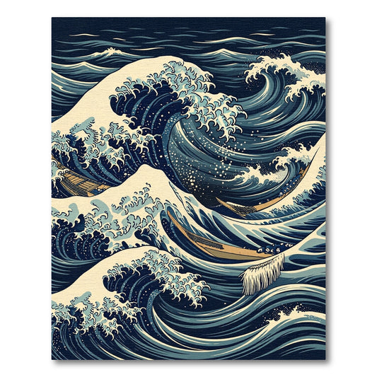Deep Blue Ocean Wave Boats Rug