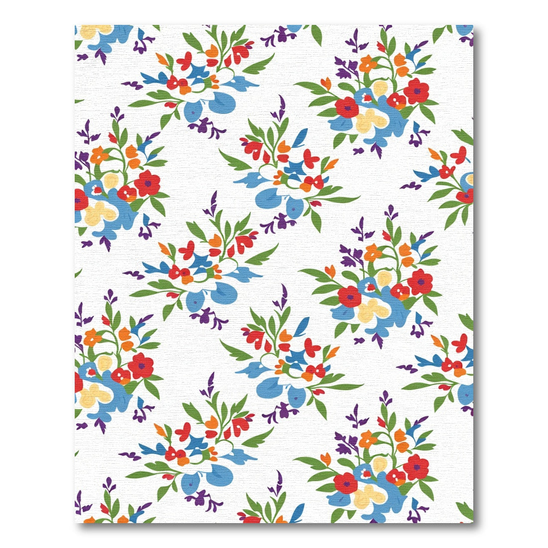 Vibrant Red Blue Orange Floral Bouquet Rug
