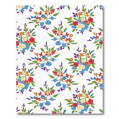 Vibrant Red Blue Orange Floral Bouquet Rug