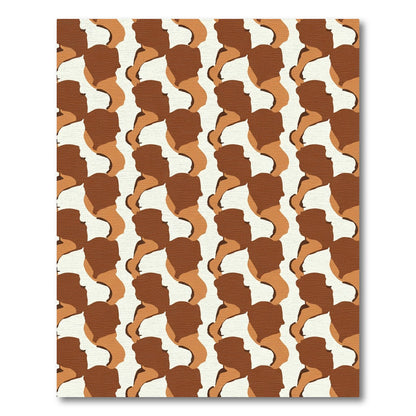 Terracotta Profile Heads Geometric Rug