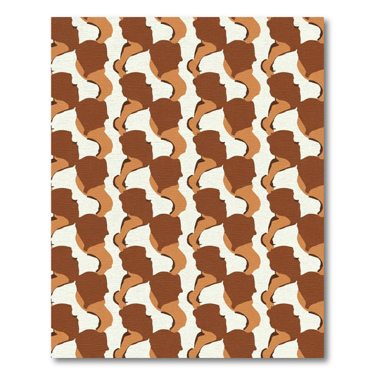 Terracotta Profile Heads Geometric Rug