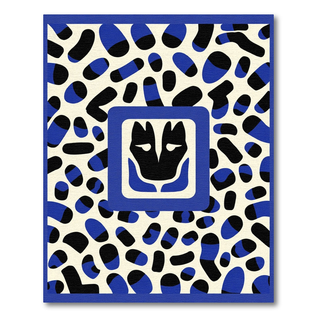 Abstract Blue Black Oval Face Rug