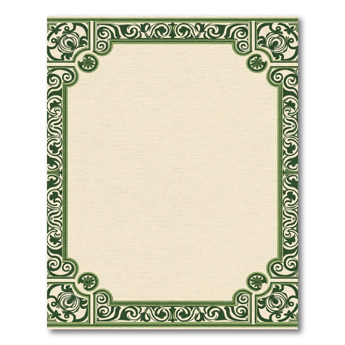 Verdant Flourish Scrollwork Border Rug