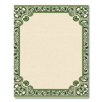 Verdant Flourish Scrollwork Border Rug