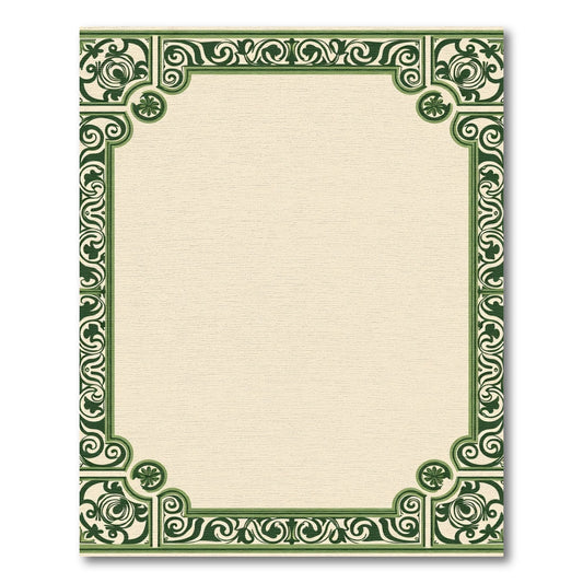 Verdant Flourish Scrollwork Border Rug