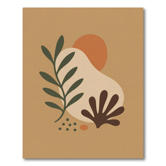 Earthy Abstract Leaf Brown Area Rug
