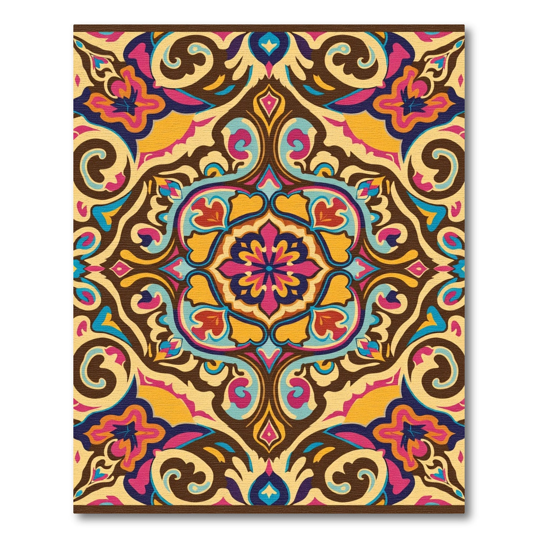 Vibrant Yellow Floral Arabesque Rug