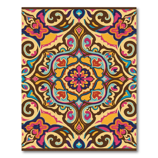 Vibrant Yellow Floral Arabesque Rug