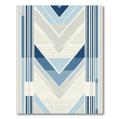 Geometric Blue and White Chevron Rug