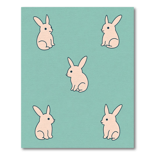 Blush Bunnies Scatter Pattern Rug