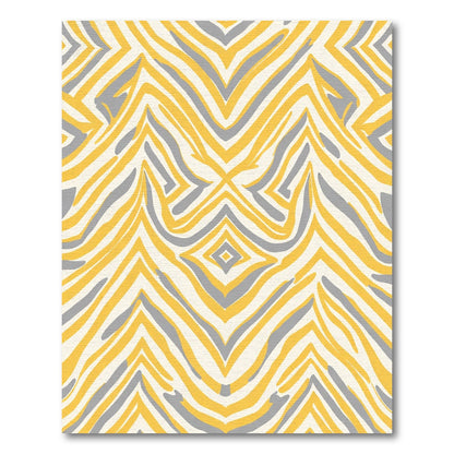 Golden Gray Chevron Abstract Rug